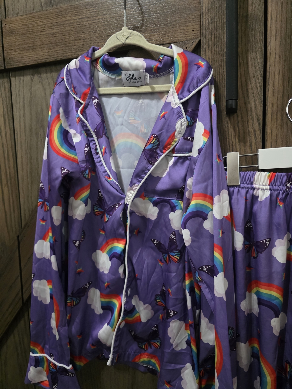 Lola + The Boys Purple Rainbow and Cloud Two-Piece Pajama Set - Picture 2 of 6